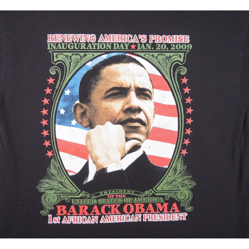 Vintage Barack Obama Shirt Mens Large Black Democratic USA President Tee Y2K - Picture 2 of 9